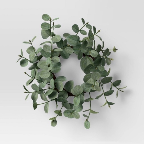 New 12" Artificial Eucalyptus Wreath Green from Threshold - Picture 3 of 6
